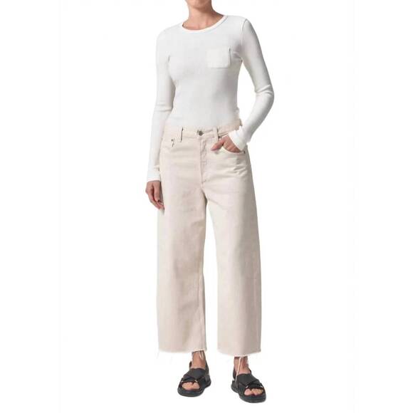 NEW CITIZENS OF HUMANITY women's ayla raw hem crop pant in almondette